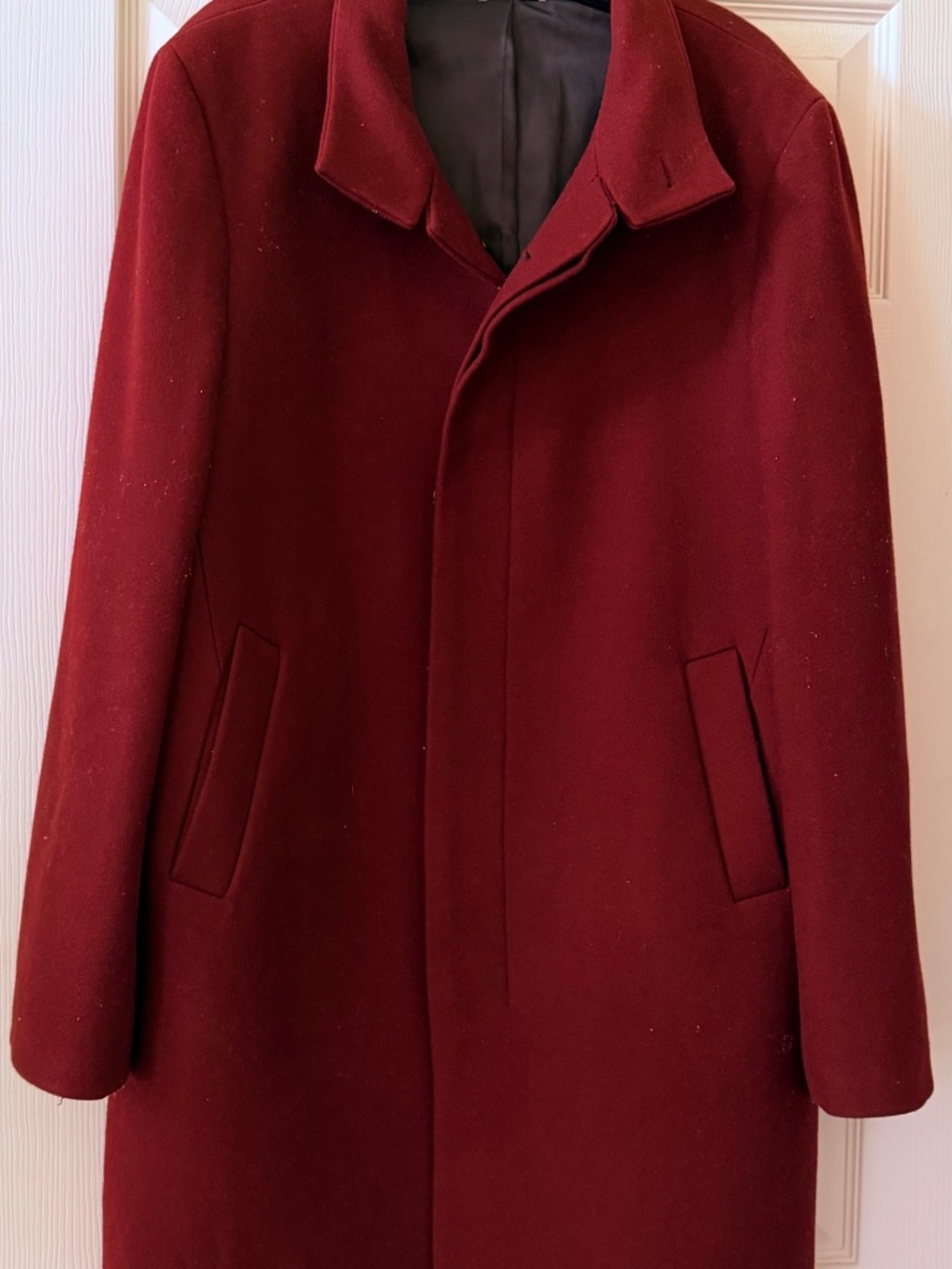 Burgundy Club Monaco Wool Overcoat